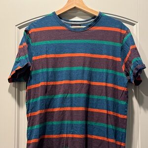 Patagonia Blue, Orange, and Green Striped Tee